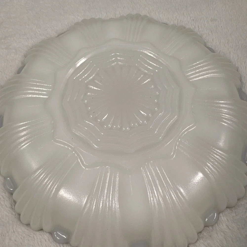 Vintage Milk Glass Deviled Egg Plate 10